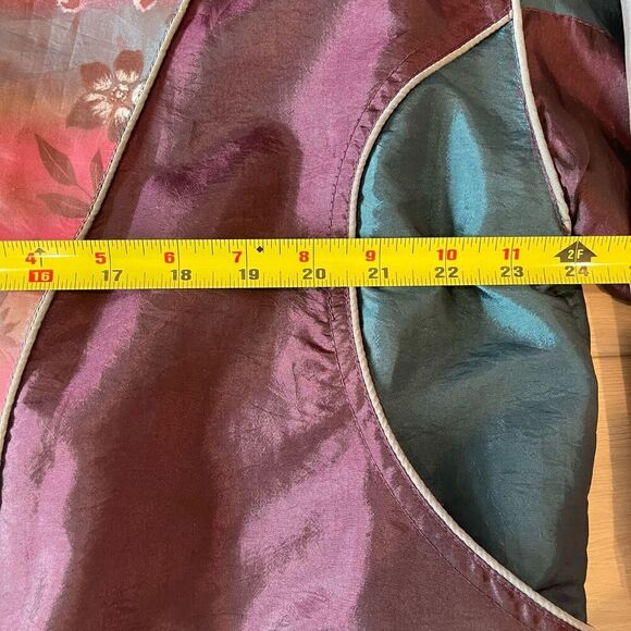 VTG 90's Windbreaker Bomber Jacket Womans L Colorblock Geometric Zip Hip Hop - Picture 6 of 7